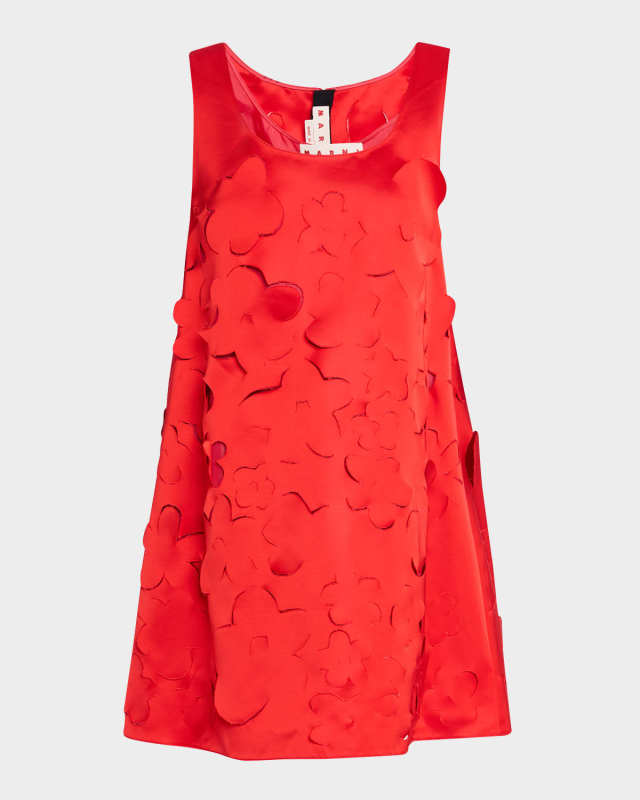 Floral-Cutout Sleeveless Mini Dress